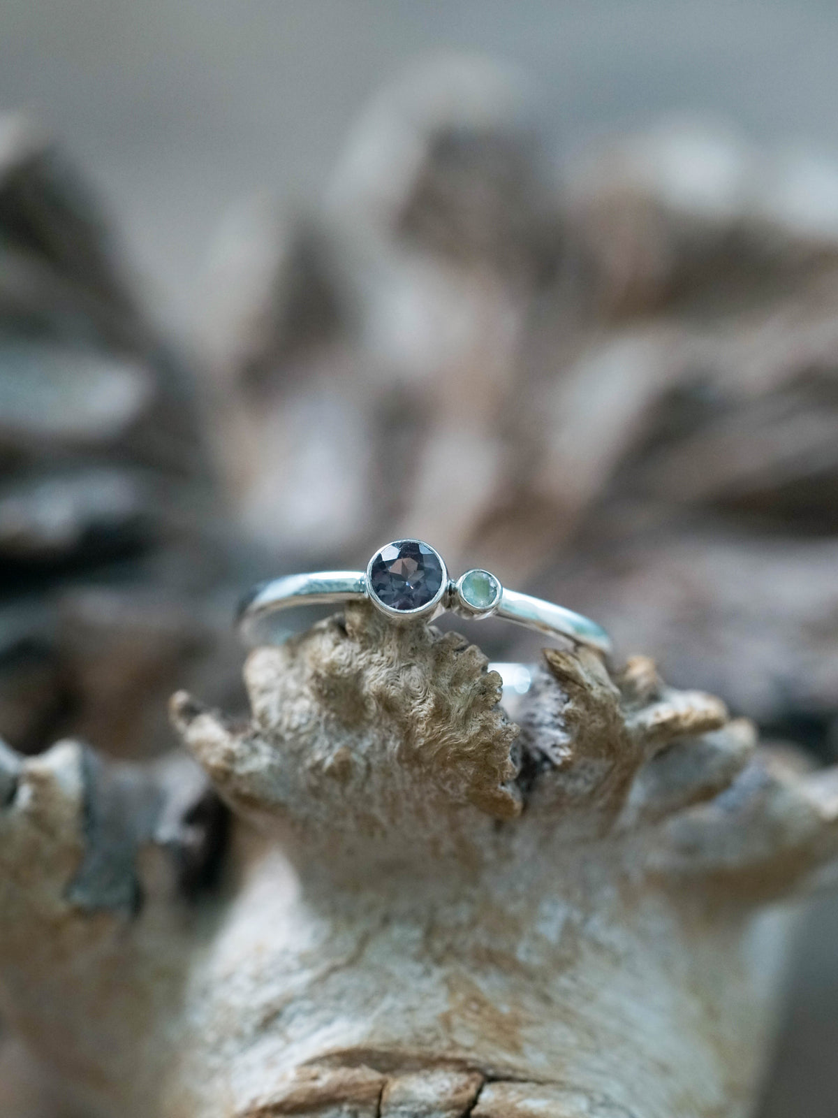 Unique Color Change Garnet and Moonstone Ring in Sterling Silver