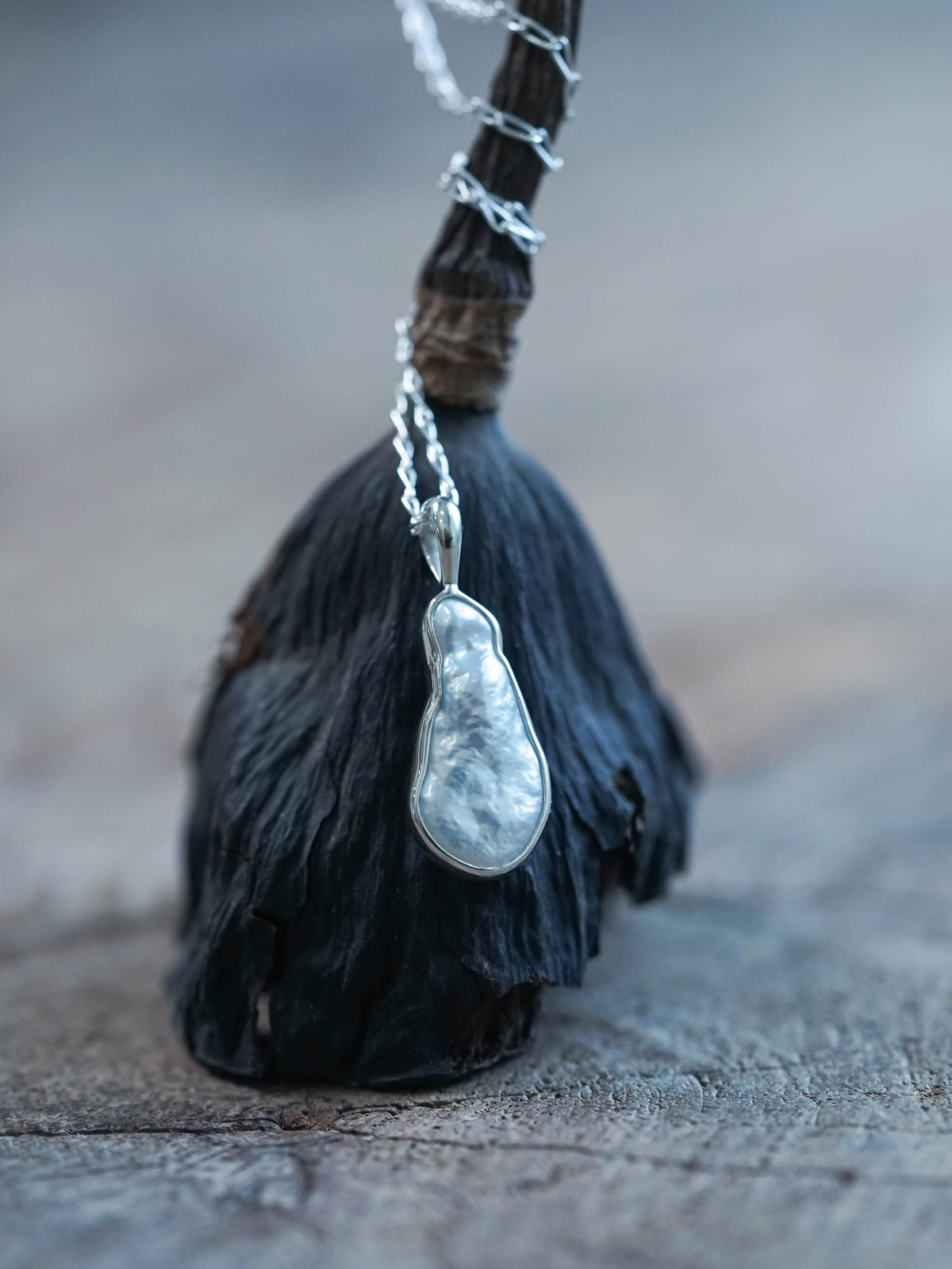 Unique Freshwater Pearl Necklace in Recycled Sterling Silver