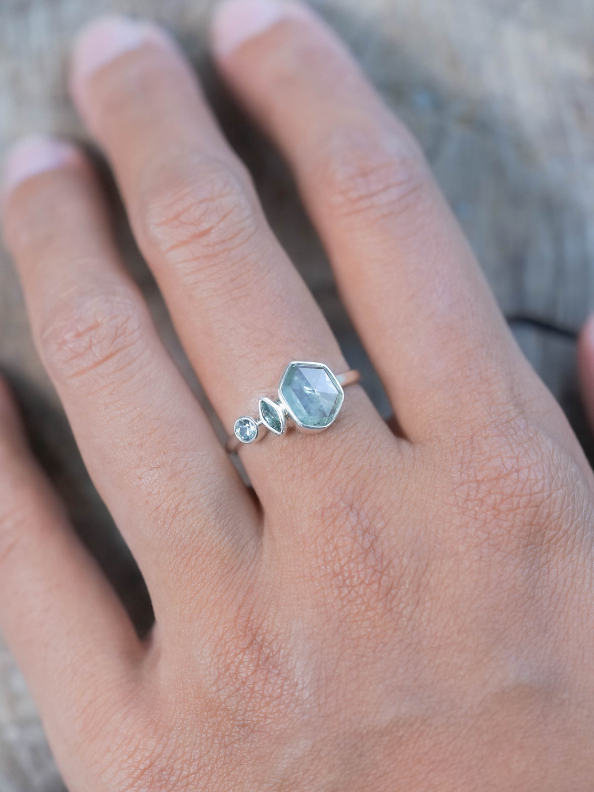 Unique Green Montana Sapphire Ring in sterling silver