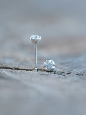 Unique Moonstone Flower Stud Earrings in sterling silver