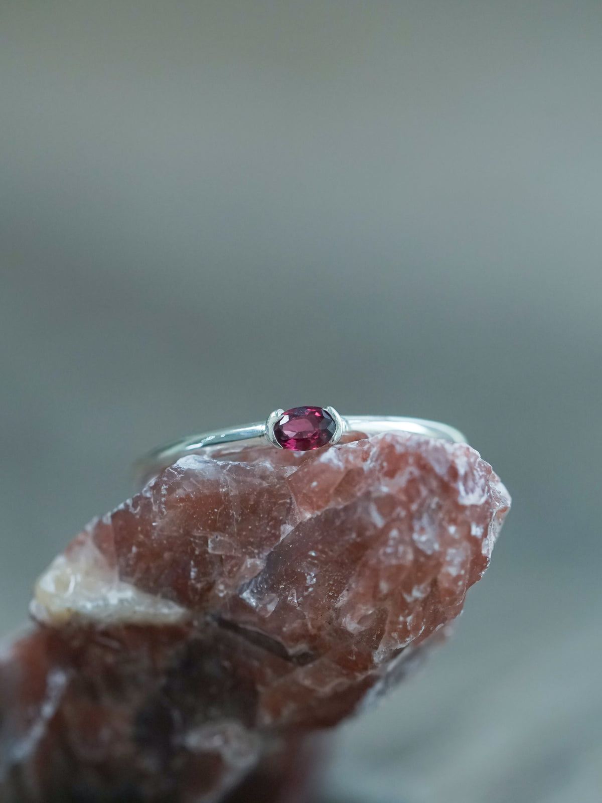 Unique Oval Ruby Ring in recycled sterling silver