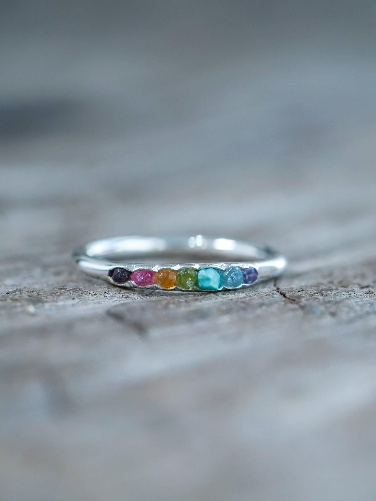 Unique Rainbow Ring with Hidden Gems in recycled sterling silver from Pride Jewelry Collection