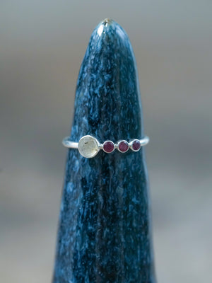 Unique Rose Cut Labradorite and Garnet Ring