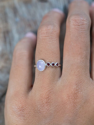 Unique Rose Cut Sapphire and Garnet Ring