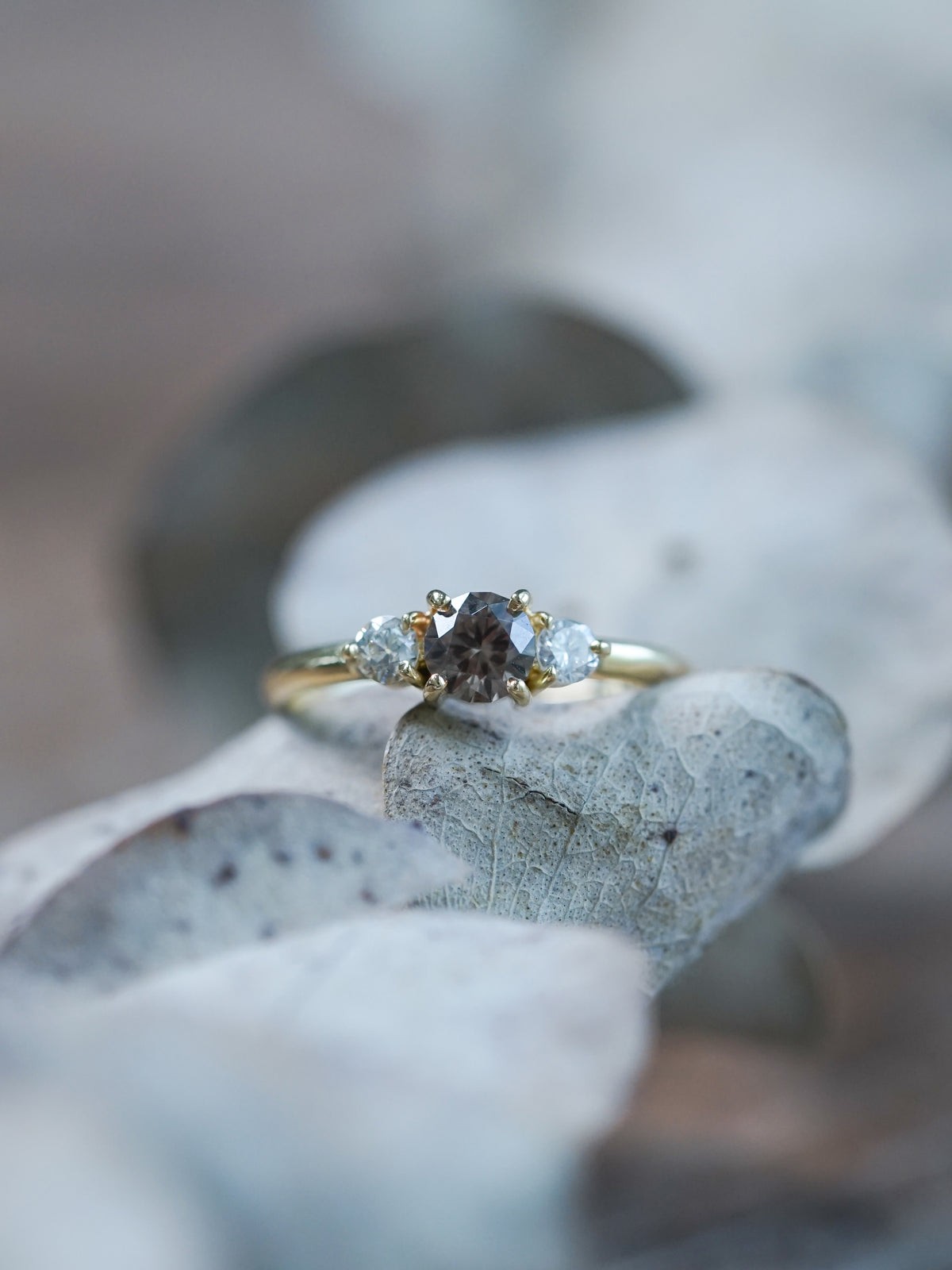 Unique Zircon and Diamond Ring set in Ethical Yellow Gold