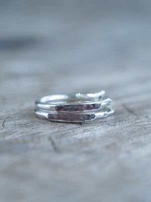 red sapphire earrings hoop silver