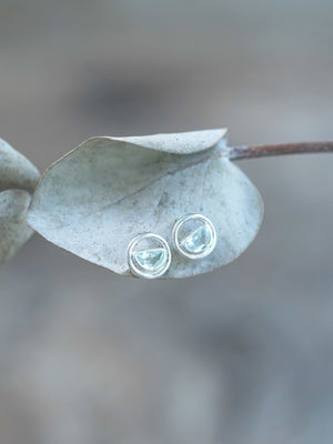 Water Circle Aquamarine Birthstone Earrings