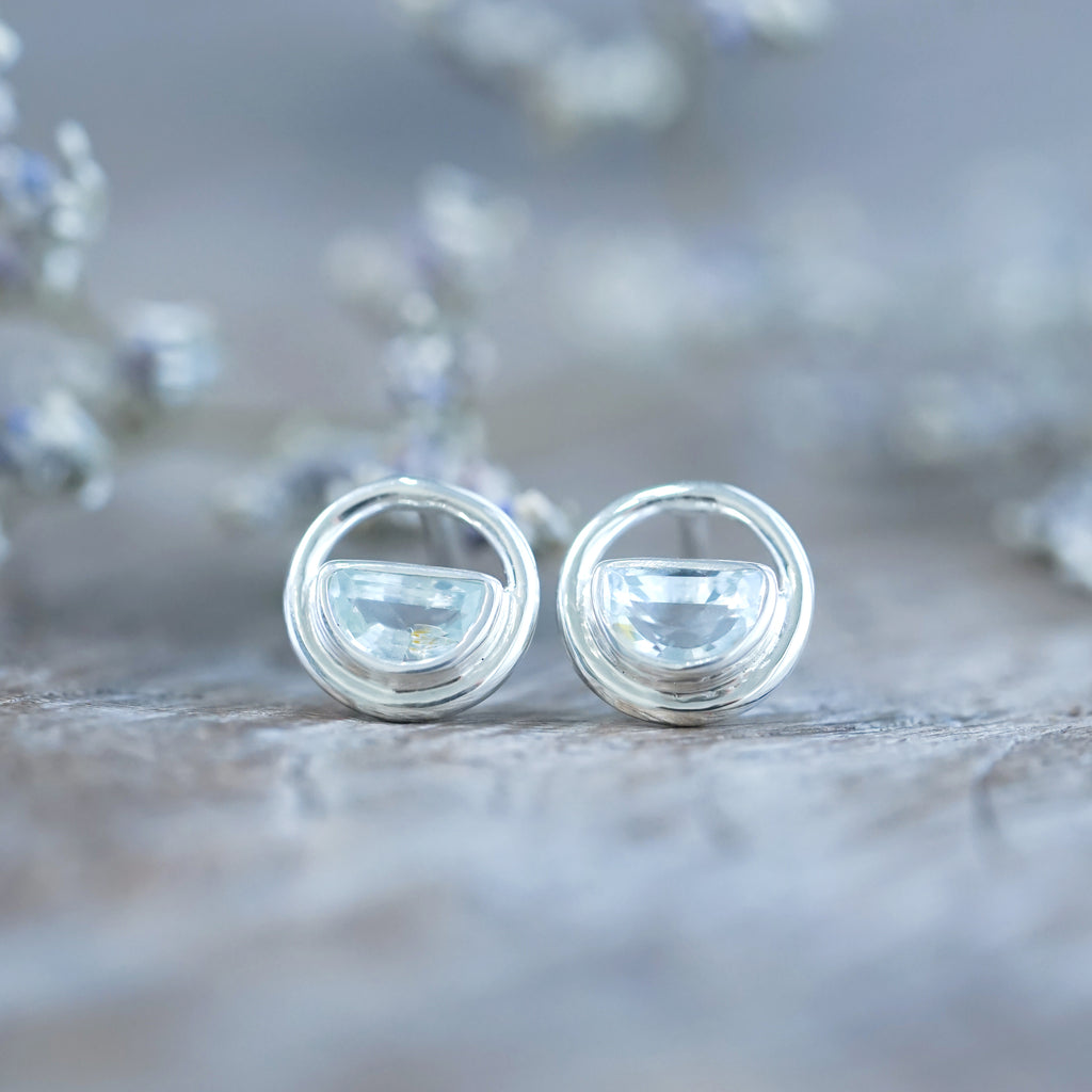 Water Circle Aquamarine Earrings