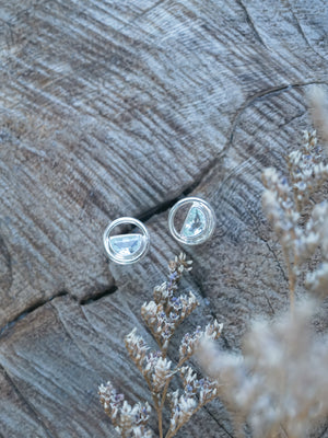 Water Circle Aquamarine Stone Earrings