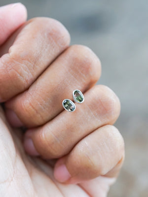 Watermelon Tourmaline Earrings in Recycled Sterling Silver