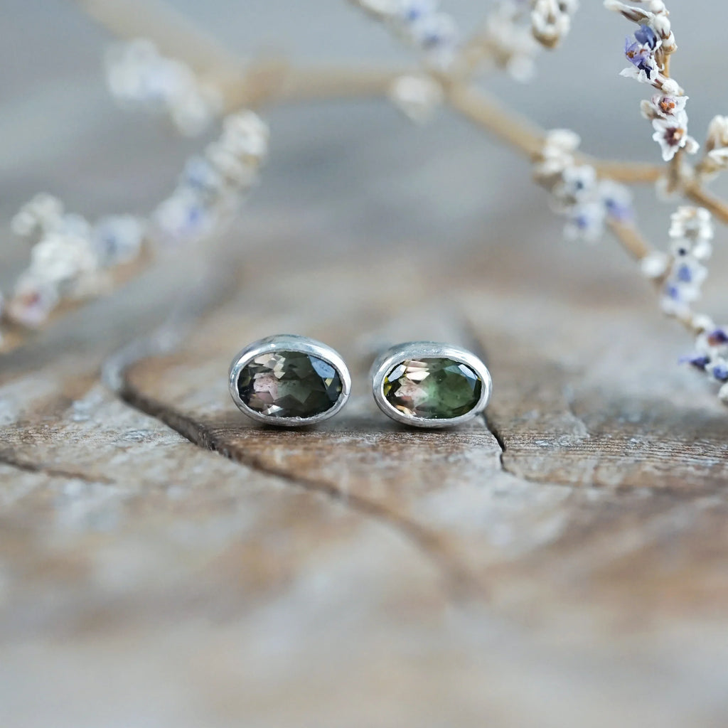 Watermelon Tourmaline Stud Earrings