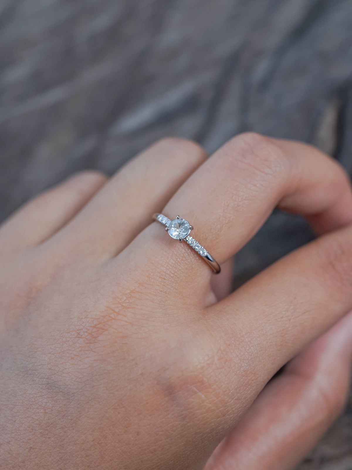 White Sapphire Ring in White Gold - Gardens of the Sun | Ethical Jewelry