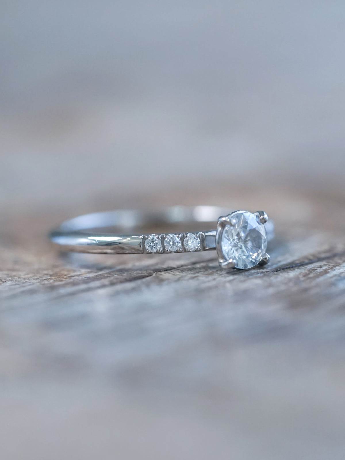 White Sapphire Ring in White Gold - Gardens of the Sun | Ethical Jewelry