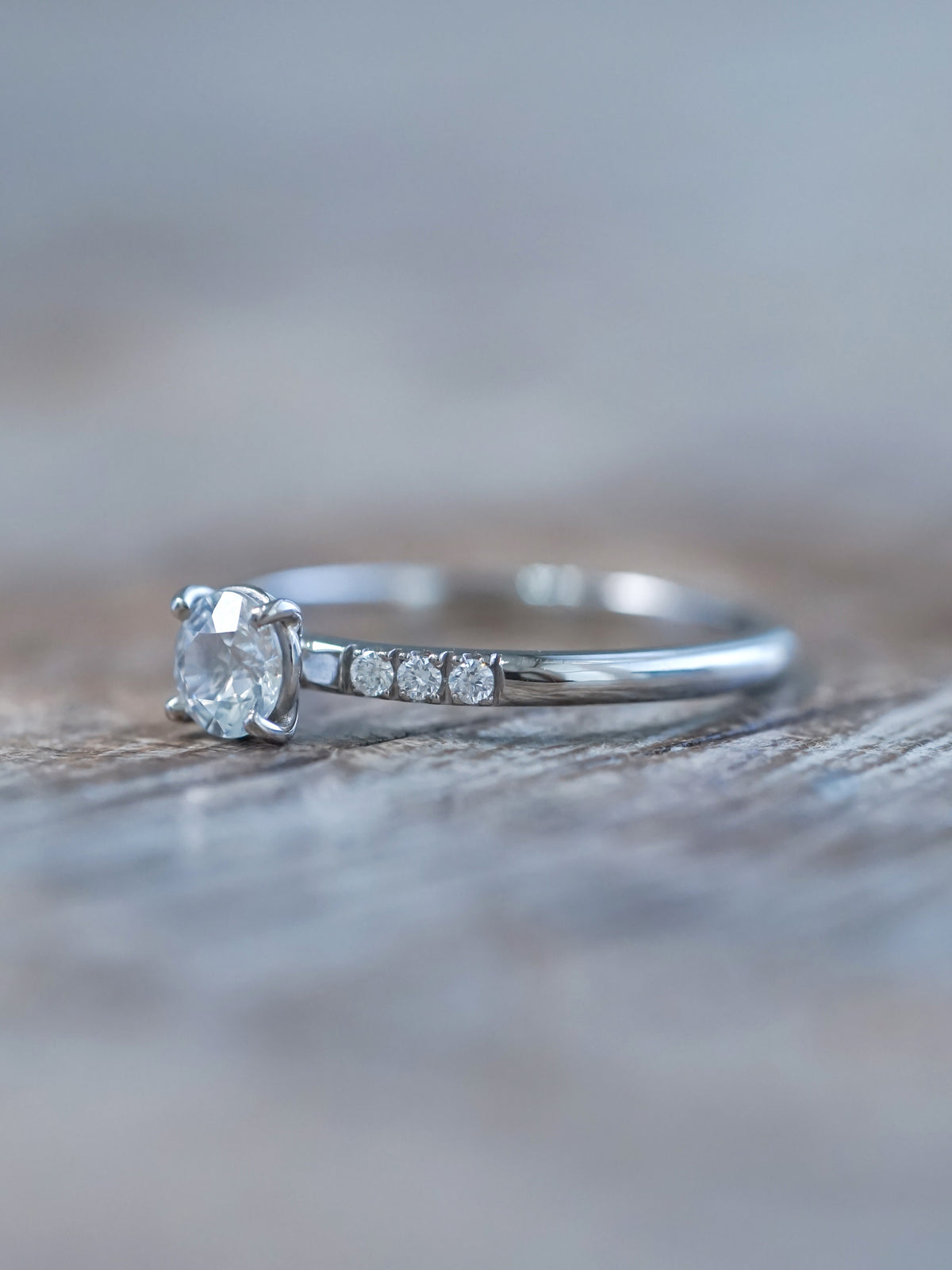 White Sapphire Ring in White Gold - Gardens of the Sun | Ethical Jewelry