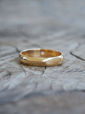 Wide and Plain Yellow Gold Wedding Band