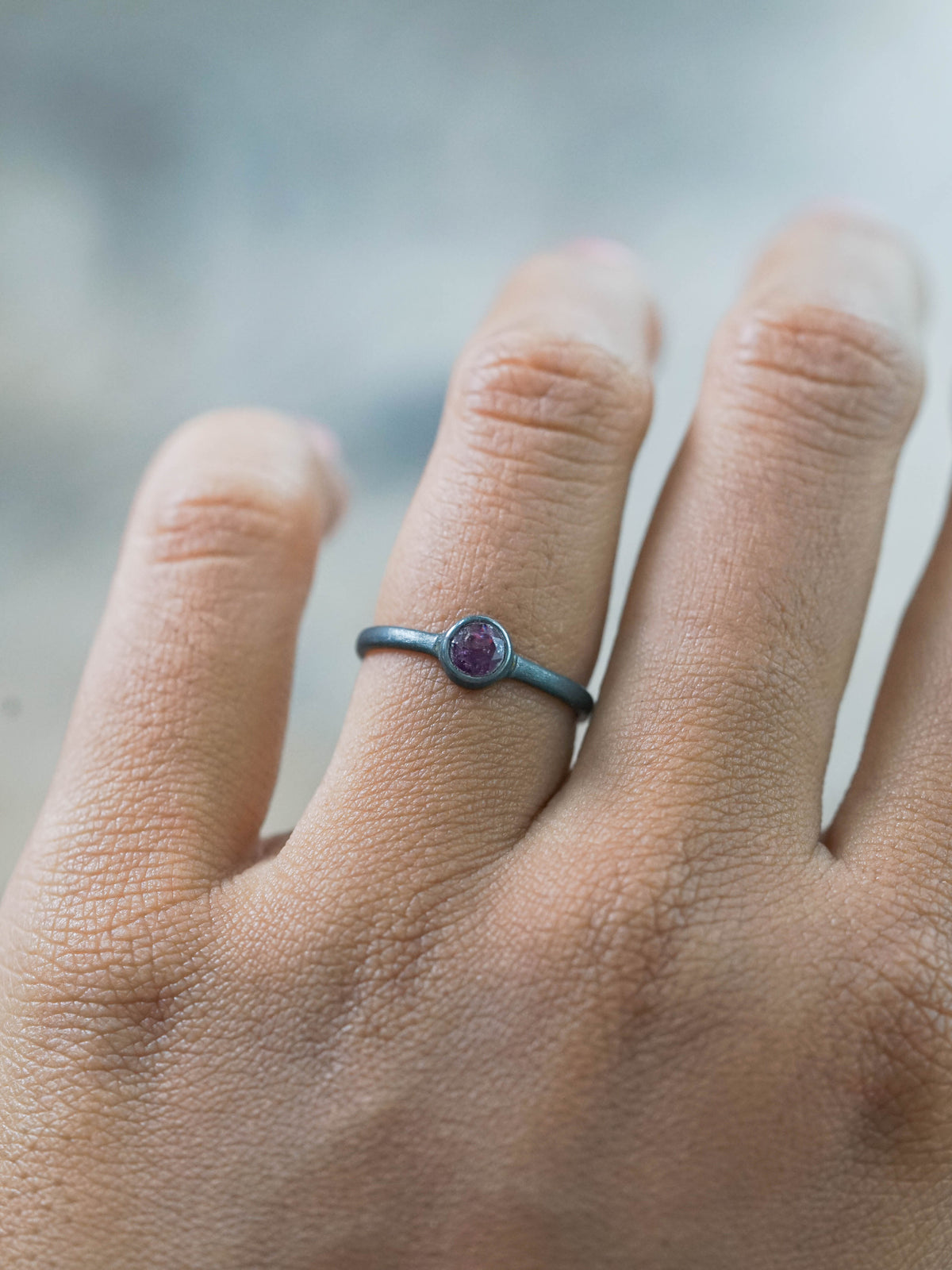 Winza Ruby Ring in Black Silver