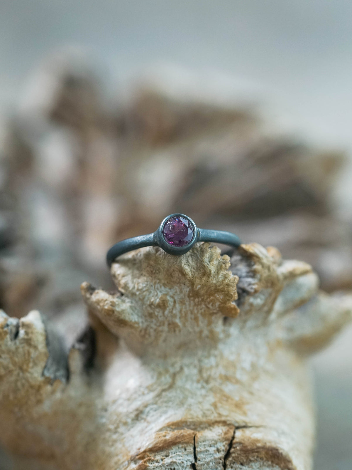 Winza Ruby Ring in Black Silver