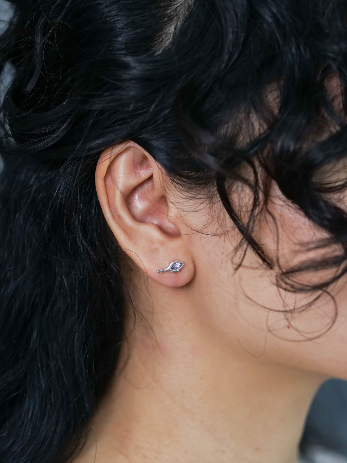 Wishing Bone Amethyst Earrings in Recycled Sterling Silver