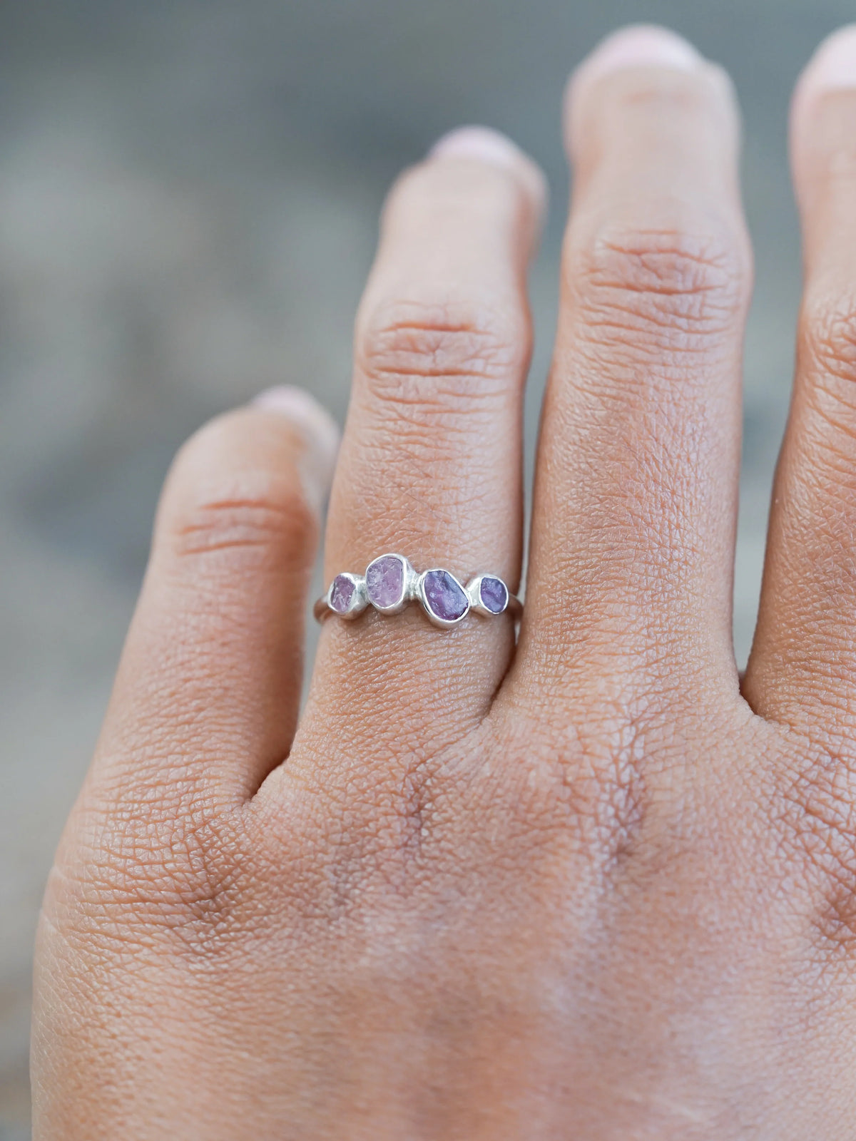 Women Raw Four Stone Sapphire Ring