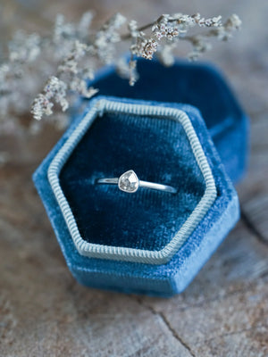 Wonky Pear Diamond Engagement Ring in Sterling Silver