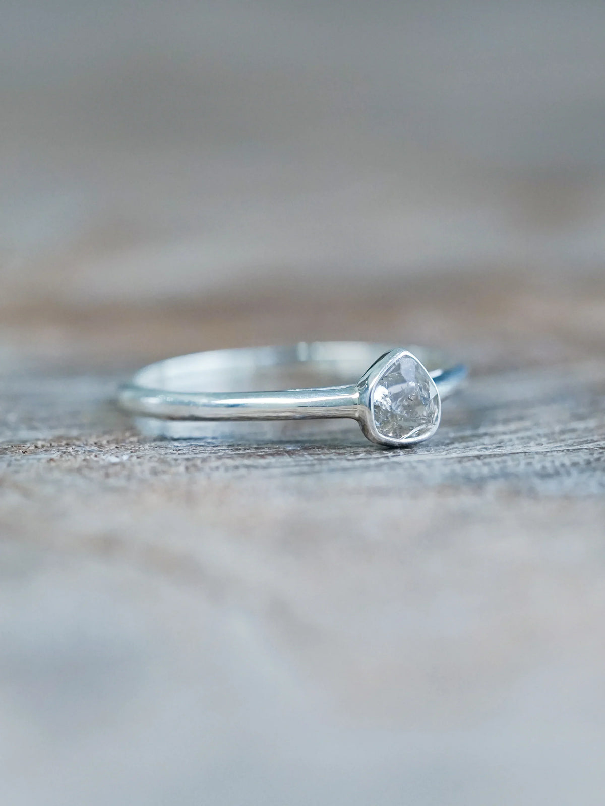 Wonky Pear Diamond Ring in Silver