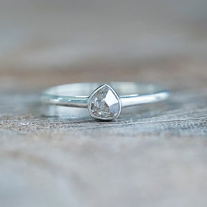 Wonky Pear Diamond Ring in Sterling Silver