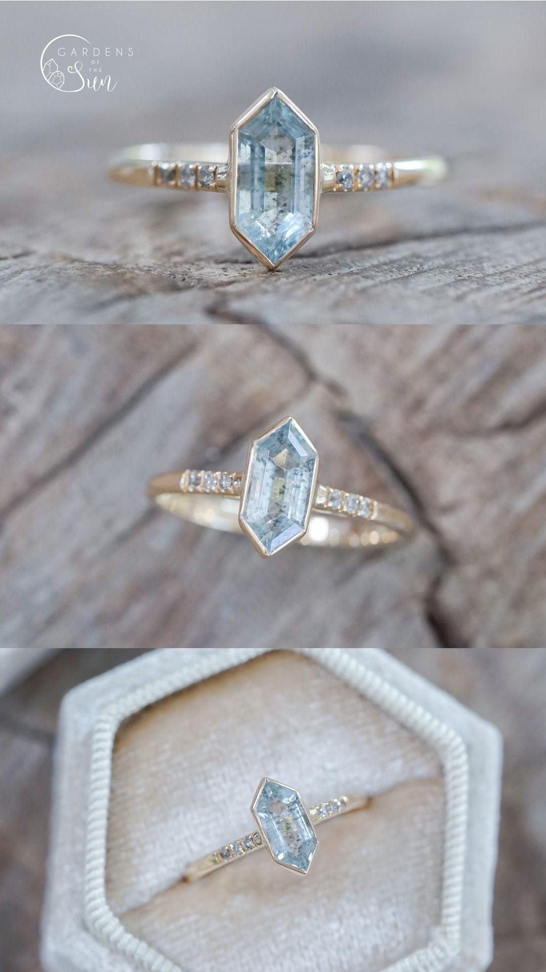 Custom Aquamarine Ring in Gold - Gardens of the Sun | Ethical Jewelry