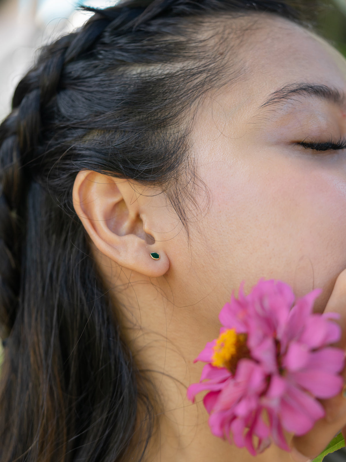 Blue Diamond Slice Earrings in Gold - Gardens of the Sun | Ethical Jewelry