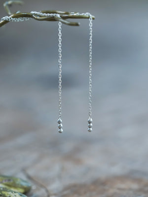 chain dangle thread earrings silver