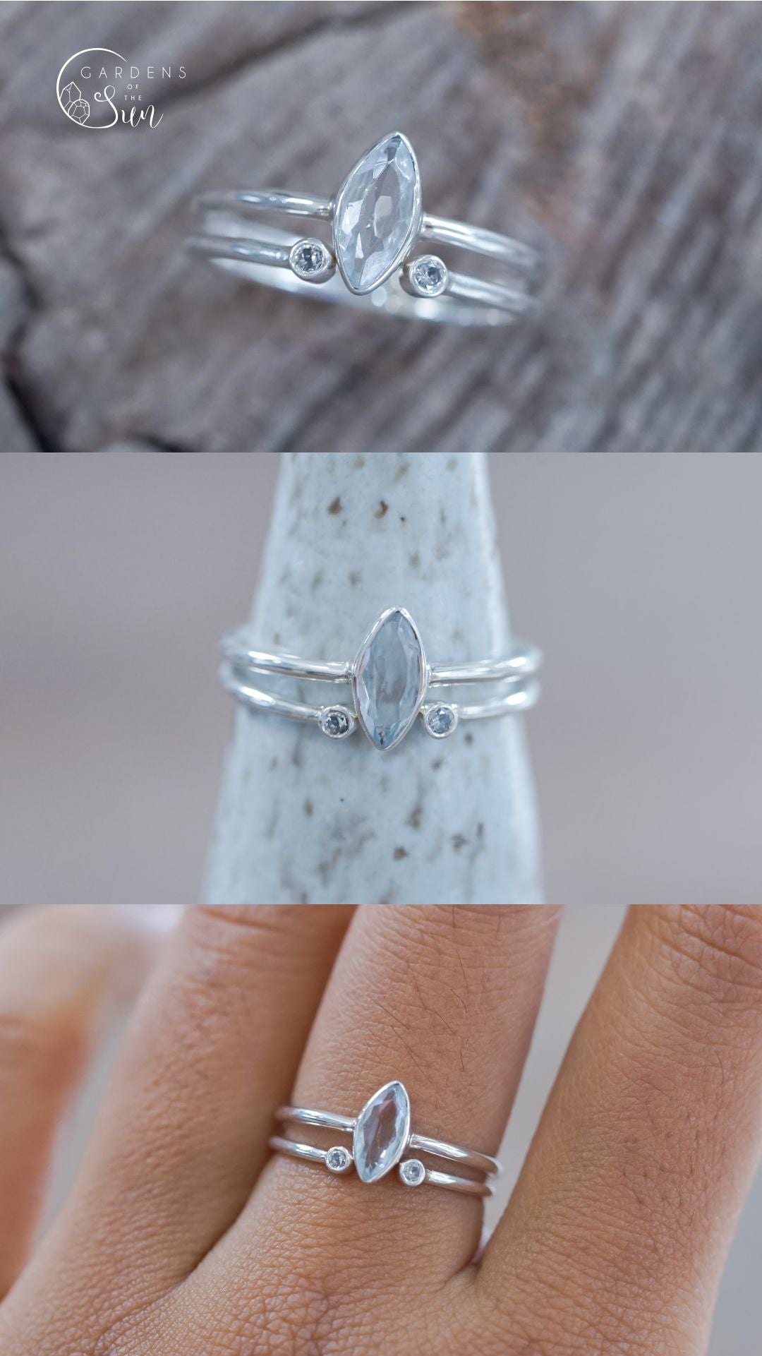 Custom Aquamarine Ring or Necklace in Silver