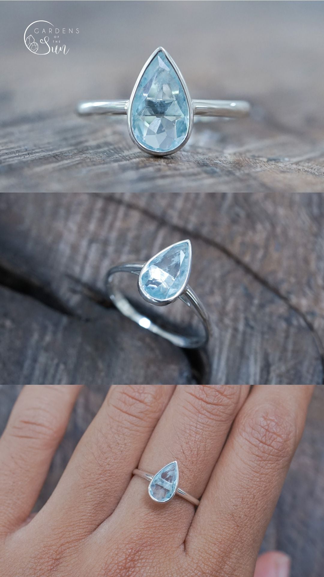 Custom Aquamarine Ring or Necklace in Silver