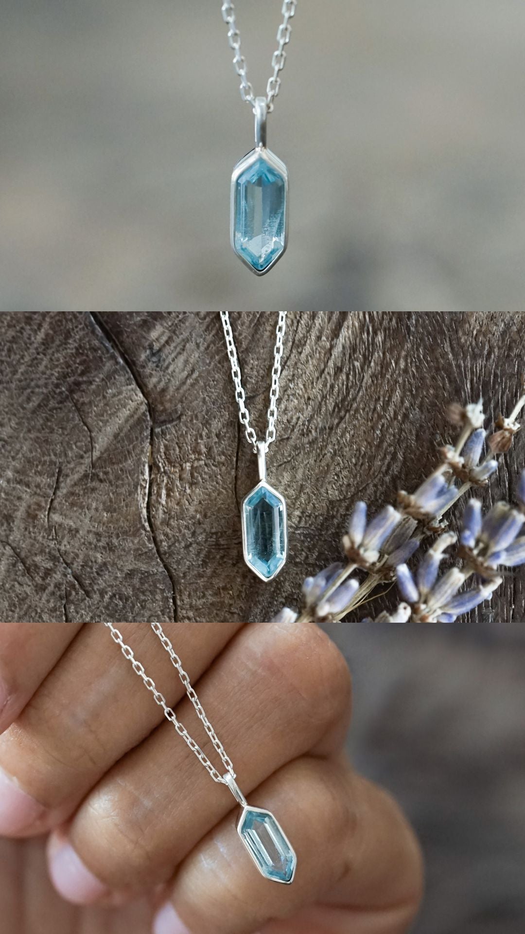 Custom Aquamarine Ring or Necklace in Silver