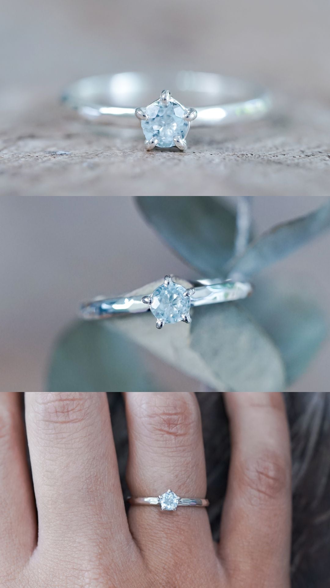 Custom Aquamarine Ring or Necklace in Silver
