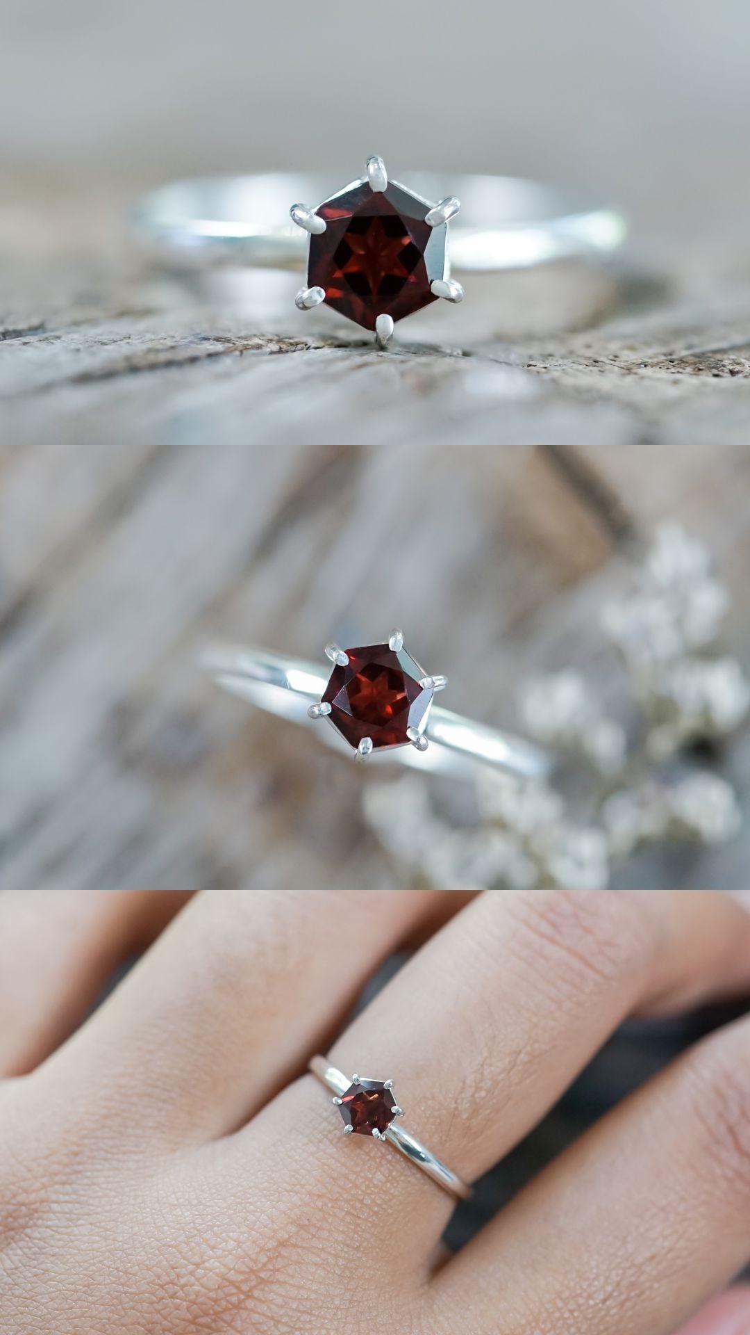 Custom Garnet Ring or Necklace in Sterling Silver