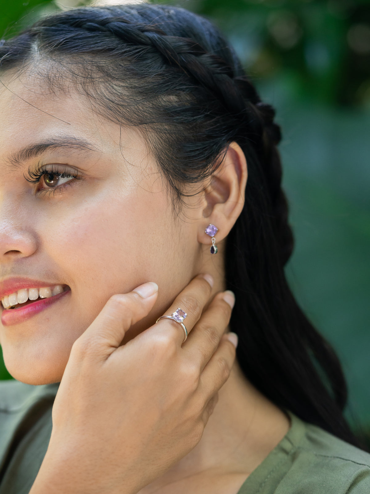 Dangling Amethyst Earrings - Gardens of the Sun | Ethical Jewelry