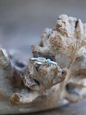 ethical turquoise and zircon ring sterling silver