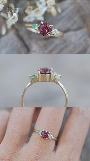 Custom Garnet Ring in Gold - Gardens of the Sun | Ethical Jewelry