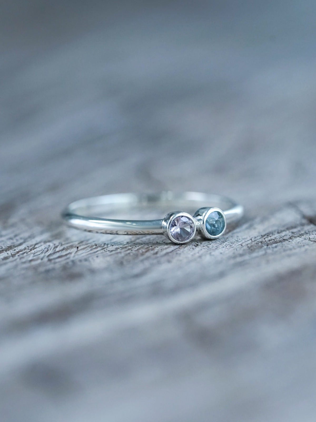 gem stone pink spinel ring sterling silver with sapphire