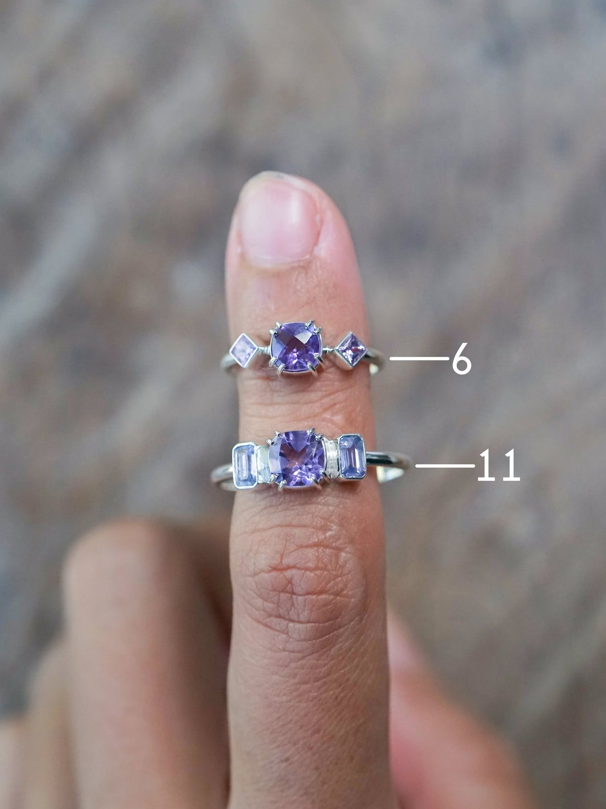 Amethyst and Sapphire Ring - size 6 & 11