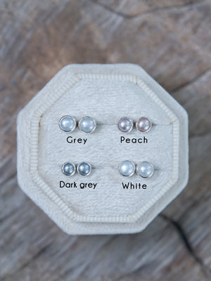 Pearl Button Earrings