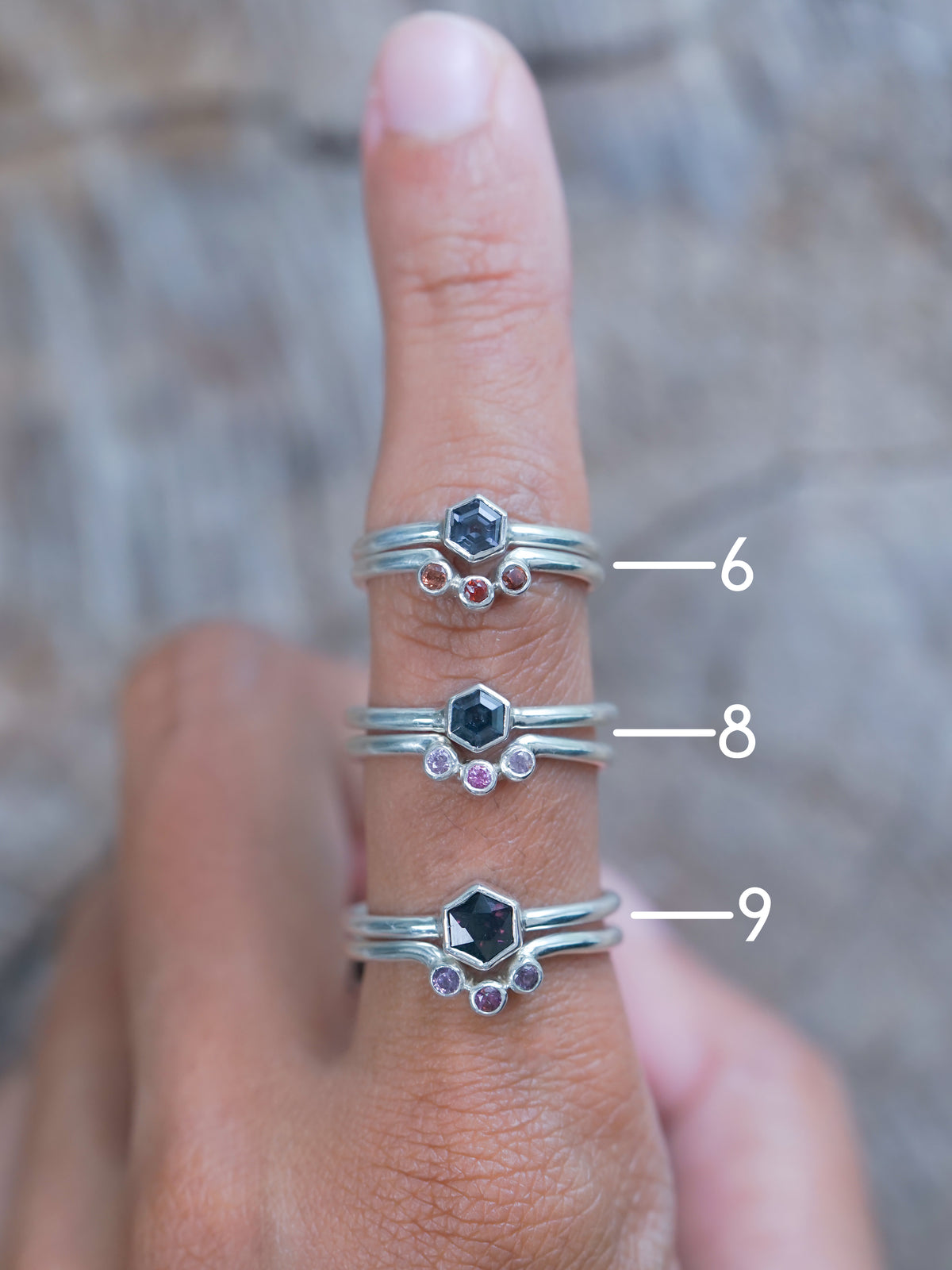 Hexagon Spinel Ring Set - Gardens of the Sun | Ethical Jewelry
