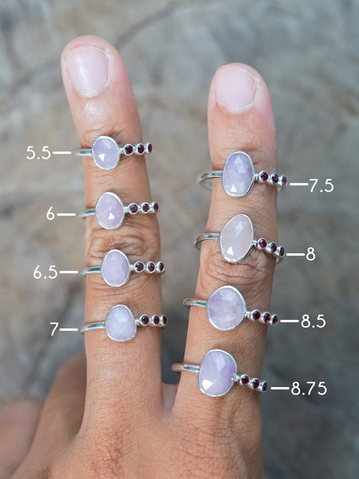 Rose Cut Sapphire and Garnet Ring