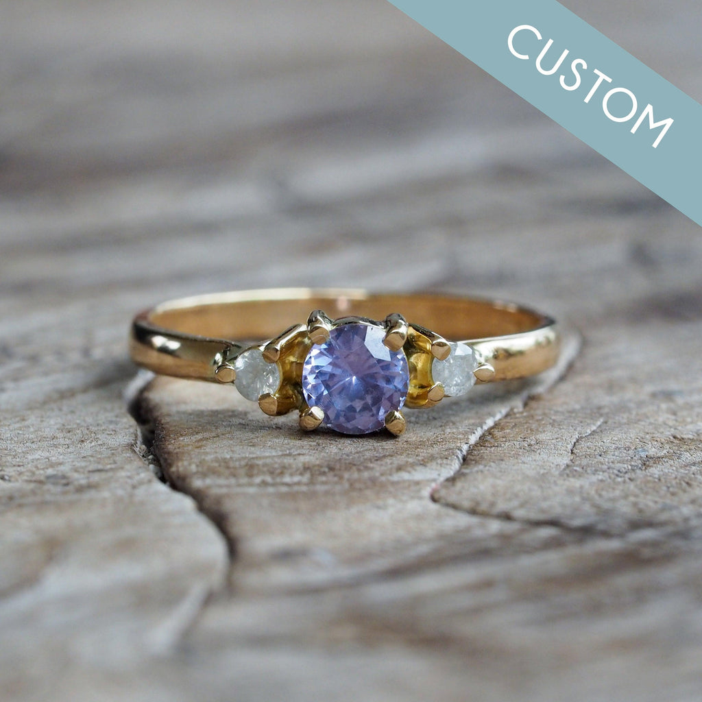 Custom Lavender Sapphire Ring in Gold - Gardens of the Sun | Ethical Jewelry