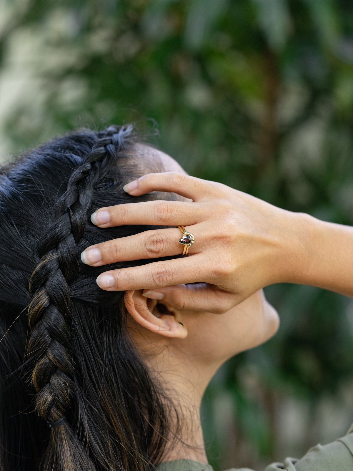 Pear Sapphire Ring Set in Ethical Gold - Gardens of the Sun | Ethical Jewelry