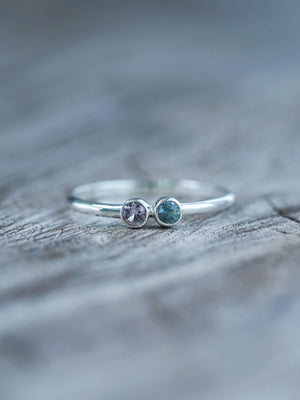 pink spinel ring sterling silver and sapphire stone