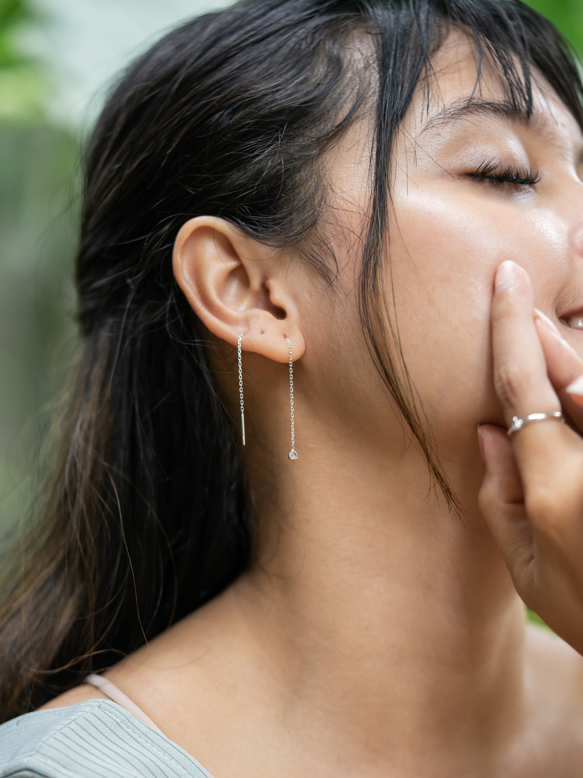 Polki Diamond Threader Earrings - Gardens of the Sun | Ethical Jewelry