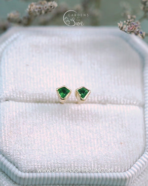 Tsavorite Garnet Earrings in Yellow Gold