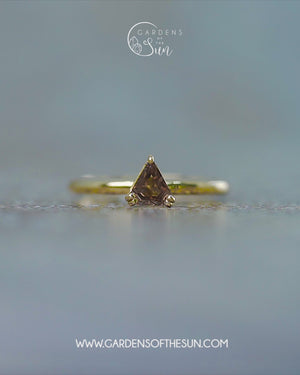 Brown Triangle Diamond Ring in Ethical Gold