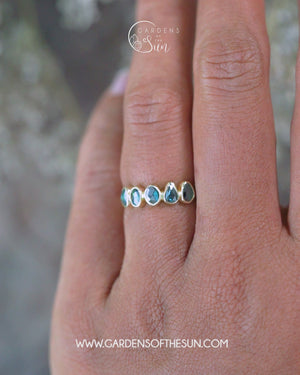 Rose Cut Blue Diamond Ring in Yellow Gold