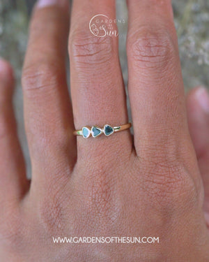 Three Diamond Slice Ring in Gold